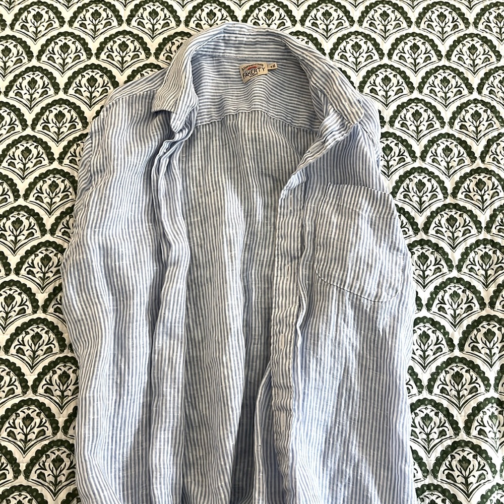 Faherty men’s linen striped shirt